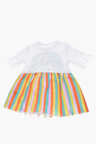 Vestito con Stampa Frontale ed Orlo Sfrangiato
