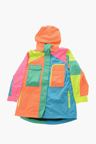 Giubbotto Utility Multi Colore con Abbottonatura Nascosta e Cappuccio