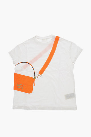 Embossed Bag Printed Crew-Neck T-shirt