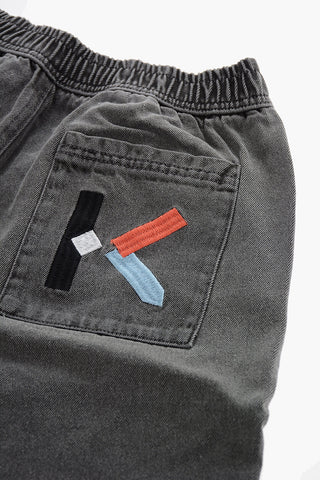 Shorts in Denim con Elastico in Vita