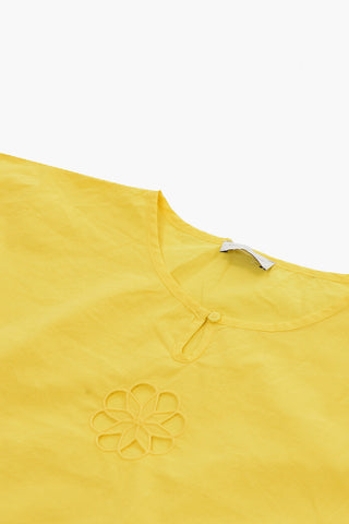 Solid Color Oversized Tunic Dress with Sangallo Detail