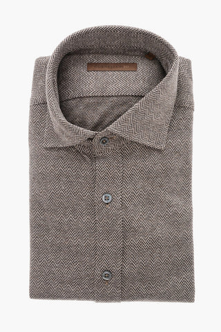 ID Herringbone Patterned Flannel Shirt