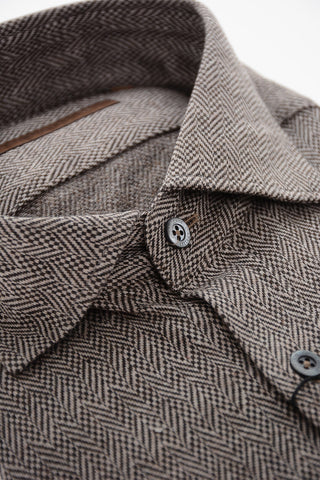 ID Herringbone Patterned Flannel Shirt