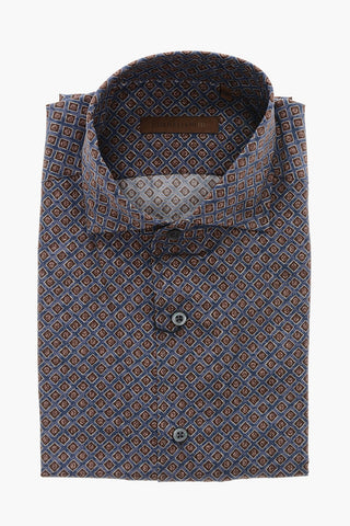 ID Camicia in Seta con Motivo Geometrico