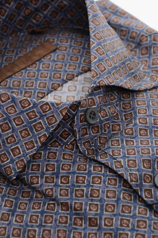 ID Camicia in Seta con Motivo Geometrico