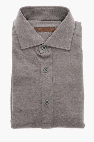ID Standard Collar Hopsack Cotton Shirt