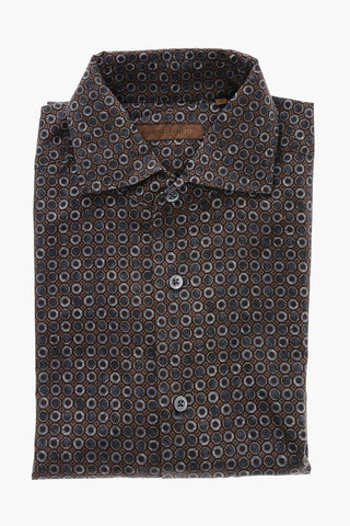 ID Popeline Cotton Shirt with Geometric Motif