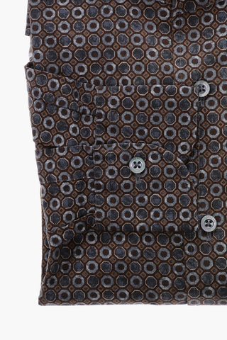ID Popeline Cotton Shirt with Geometric Motif