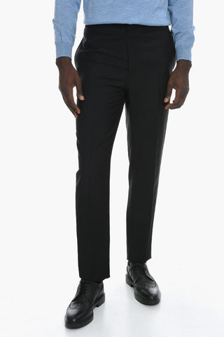 Wool Front-pleated Trousers with Elasticated Waistband