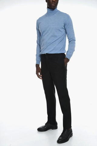 Wool Front-pleated Trousers with Elasticated Waistband