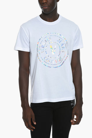 JEANS COUTURE Crewneck T-shirt with Iridescent Print