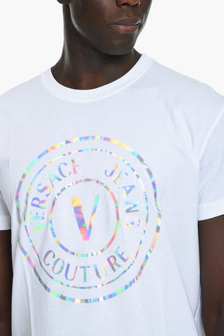 JEANS COUTURE Crewneck T-shirt with Iridescent Print