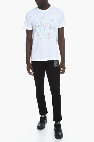 JEANS COUTURE Crewneck T-shirt with Iridescent Print