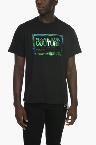 JEANS COUTURE Crewneck T-shirt with Iridescent Print