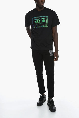 JEANS COUTURE Crewneck T-shirt with Iridescent Print