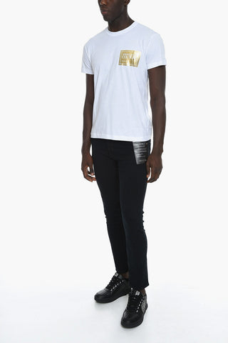 JEANS COUTURE Crewneck T-shirt with Lamè Logo