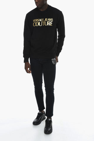 JEANS COUTURE Crewneck Sweatshirt with Lamè Lettering Print