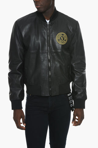 JEANS COUTURE Calfskin Jacket with Embroidered Logo