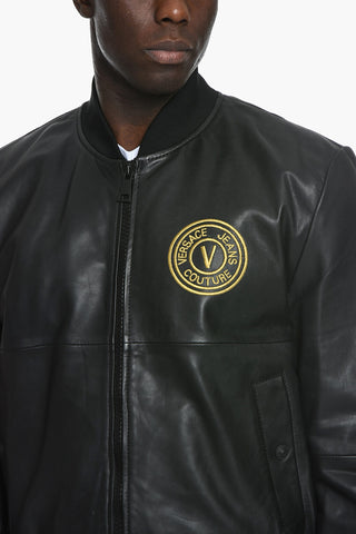 JEANS COUTURE Calfskin Jacket with Embroidered Logo