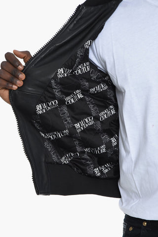 JEANS COUTURE Calfskin Jacket with Embroidered Logo