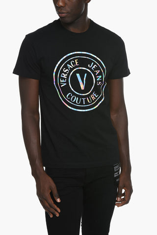 JEANS COUTURE Crewneck T-shirt with Iridescent Print