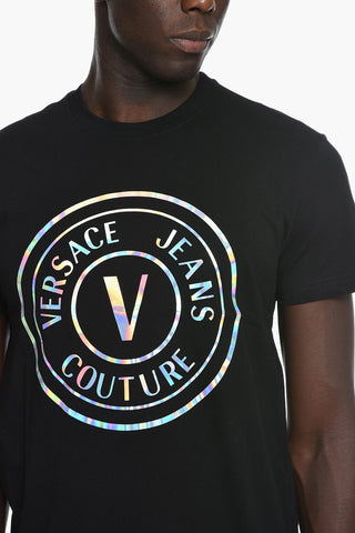 JEANS COUTURE Crewneck T-shirt with Iridescent Print