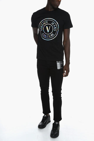 JEANS COUTURE Crewneck T-shirt with Iridescent Print