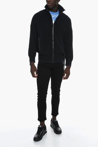 Maglia in Tessuto a Coste con Chiusura Zip