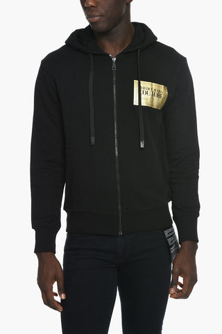 JEANS COUTURE Lamè Printed Hoodie with Front Zip