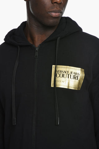 JEANS COUTURE Lamè Printed Hoodie with Front Zip