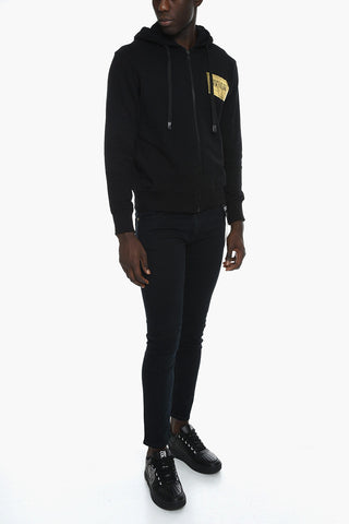 JEANS COUTURE Lamè Printed Hoodie with Front Zip