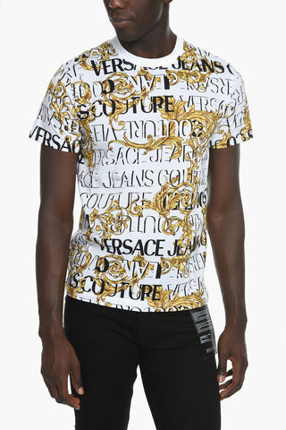 JEANS COUTURE Crewneck T-shirt with Barocco Print