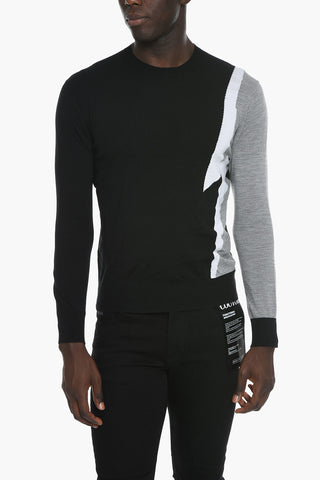 Wool Lightweight Sweather with Logoed Motif