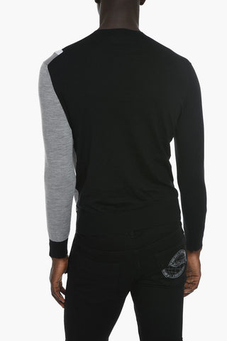 Wool Lightweight Sweather with Logoed Motif