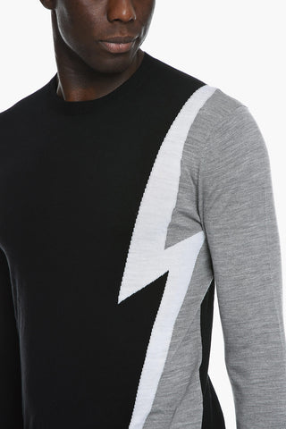 Wool Lightweight Sweather with Logoed Motif