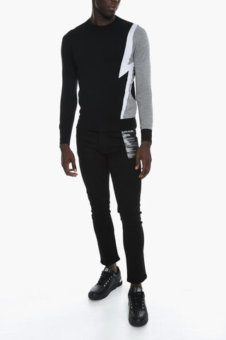 Wool Lightweight Sweather with Logoed Motif
