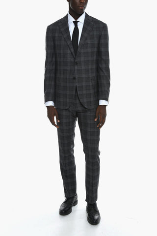 Gingham-checkered ACADEMY Single-breasted Suit with Notched Lapel