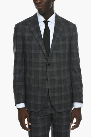 Gingham-checkered ACADEMY Single-breasted Suit with Notched Lapel