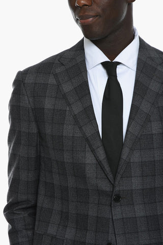 Gingham-checkered ACADEMY Single-breasted Suit with Notched Lapel
