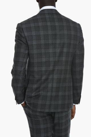 Gingham-checkered ACADEMY Single-breasted Suit with Notched Lapel