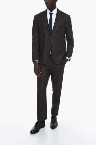 Wool Houndstooth ACADEMY SOFT Single-breasted Suit with Notched Lapel