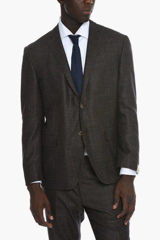 Wool Houndstooth ACADEMY SOFT Single-breasted Suit with Notched Lapel