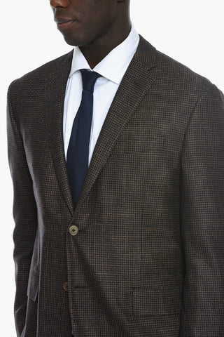 Wool Houndstooth ACADEMY SOFT Single-breasted Suit with Notched Lapel