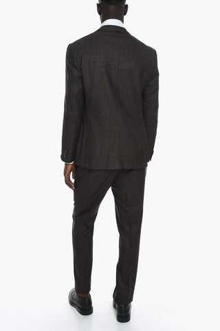 Wool Houndstooth ACADEMY SOFT Single-breasted Suit with Notched Lapel