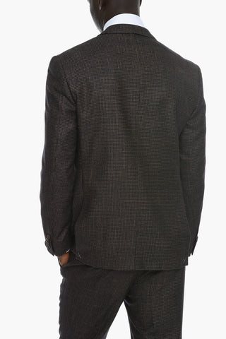 Wool Houndstooth ACADEMY SOFT Single-breasted Suit with Notched Lapel