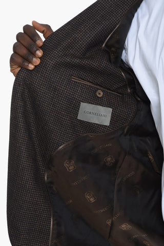 Wool Houndstooth ACADEMY SOFT Single-breasted Suit with Notched Lapel