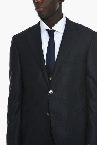CERIMONIA 3-Piece Houndstooth Jacquard Suit