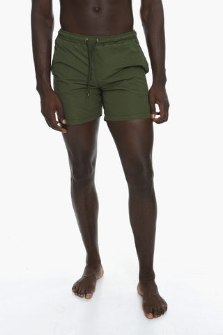 Solid Color Swim Shorts with 3 Pockets