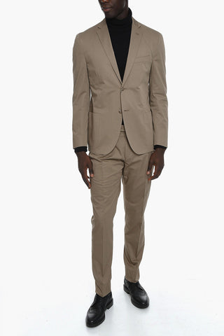 Compact-cotton GATE Unlined Suit with Notched Lapel