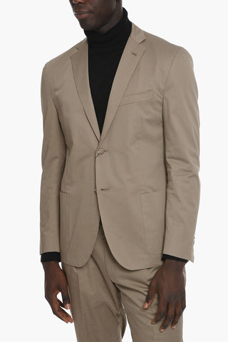 Compact-cotton GATE Unlined Suit with Notched Lapel